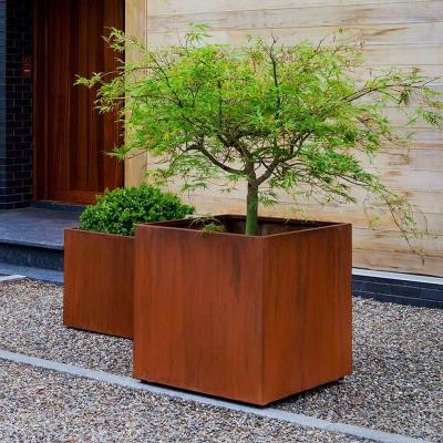 중국 Outdoor Corten Steel Pots Planter Weather Resistant Square Metal For Flower 판매용