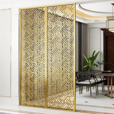 China Laser Cut Creative Pattern Metal Room Divider Gold Room Partition en venta