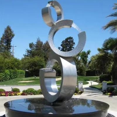 China Stainless Steel Abstract Art Fountain Sculpture Metal Garden Sculptures Statues Anti Corrosion Te koop