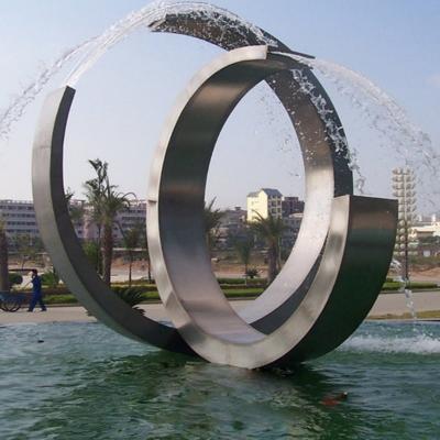 China Stainless Steel Circle Water Feature Sculpture Metal Decor Art Sculpture for sale