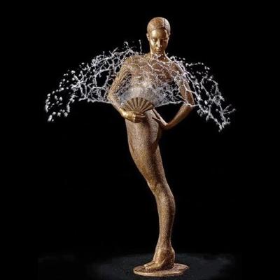 China Steady Bronze Water Fountain Statue Female Life Size Fountain Sculpture Height 2000mm for sale