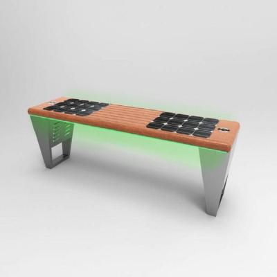China Wood Solar Powered Charging Bench Metal Backless Bench With LED Light for sale