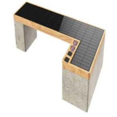 China Outdoor Street L Shape Solar Power Bench Metal Special Shaped Smart Bench en venta