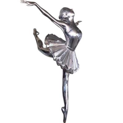 China Metal Little Ballet Dancer Sculpture Stainless Steel Silver Female Statues Te koop
