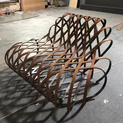 China Stainless Steel Bench Sculpture Outdoor Metal Bench All Weather Use for sale