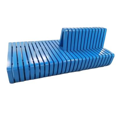 China Metal Outdoor Park Blue Bench With Back Bus Stop Stainless Steel Bench zu verkaufen