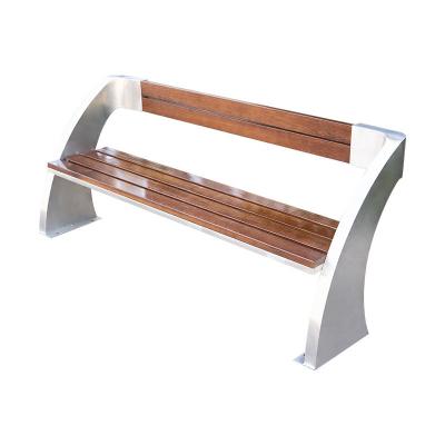 中国 Simple Rustic Wooden Bench Stainless Steel Frame Chair For Outdoor 販売のため