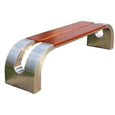 China Hot Sale Wooden Surface Metal Legs Bench Outdoor Modern Curved 3 Seat Bench zu verkaufen