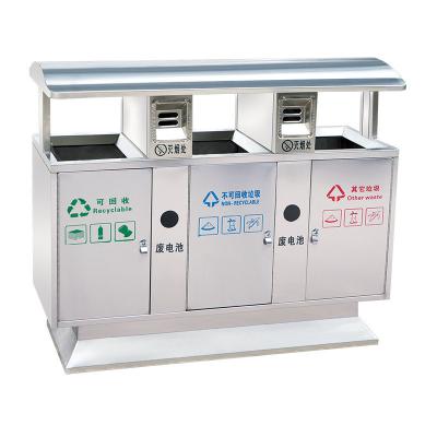 China Stainless Steel Waste Bin Outdoor Metal Recycling Trash Bins For Sale à venda