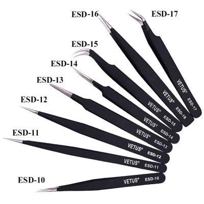China Stainless Steel ESD Safe Tweezers For Cleanroom High Precision for sale