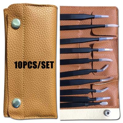 China High Precision Stainless Steel Tweezers For Cleanroom Assembly Tools 10pcs/Set for sale