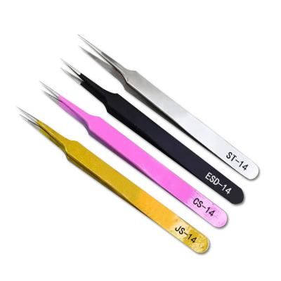 China Needle Tip Grafted Eyelash Stainless Steel Tweezers ESD Safe Tools for sale