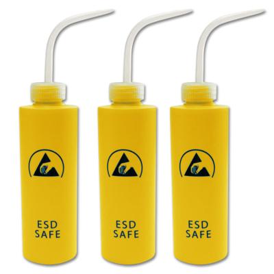 China Yellow Print HDPE Plastic ESD Antistatic Safe Dispensing Bottle Industrial Use for sale