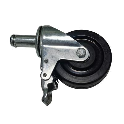 China 4 Inch/100 MM Rubber Top Swivel Brake Caster Wheels For Antistatic Trolley for sale