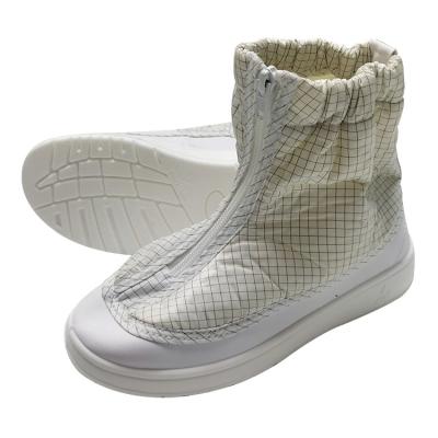 China White Antistatic PU Gird ESD Fabric Short Boots For Cleanroom for sale