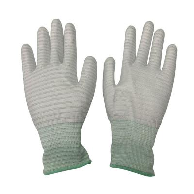 China Cleanroom Polyester Carbon Fiber ESD Anti Static PU Coated Gloves Industrial for sale
