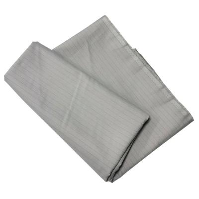China Grey 10mm Stripe Heavyweight ESD Polyester Cotton Fabric 65% Polyester 1% Carbon Fiber for sale