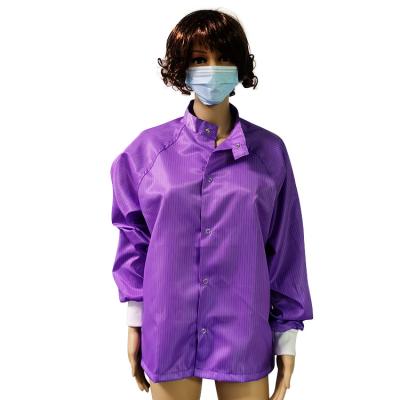 China EPA Work Wear ESD Safe Lab Coats With Snap Fasteners Purple for sale