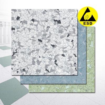 China Cleanroom Covering ESD Antistatic PVC Vinyl Flooring Tile 600*600mm*2mm for sale