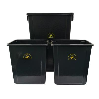 China PP Plastic Black SMT Electrostatic Cleanroom Tool Box Trash Can Antistatic ESD Waste Bin for sale