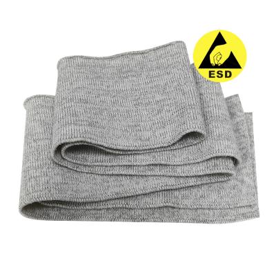中国 60% Polyester 30% Cotton 10% Carbon Fiber ESD Fabric Rib Knitting Antistatic Fabric For T-Shirt Collar 販売のため