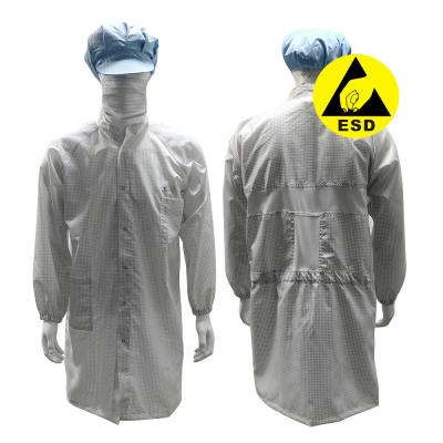 China 5mm Grid ESD Antistatic Safety Coat Breathable Mesh Back For Cleanroom for sale