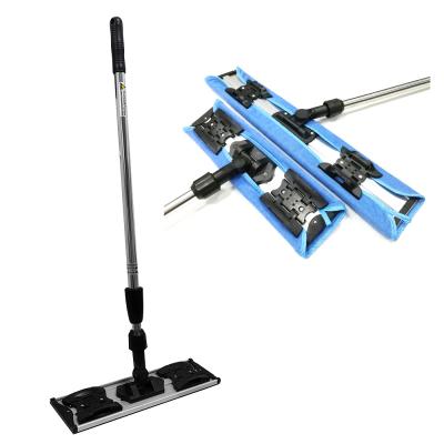 China Aluminum Microfiber Flat Mop For Floor Cleaning, Adjustable Telescopic Stainless Steel Handle for sale