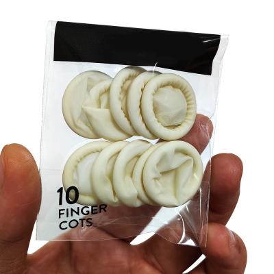 China 10pc Latex Finger Cots Natural Latex Disposable Finger Sleeve For Industrial Use for sale