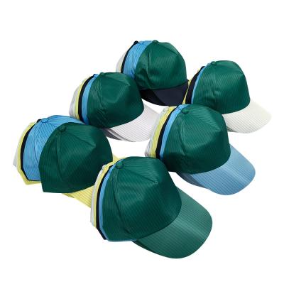 China Cleanroom ESD 5mm Stripe Polyester Hat Dust Free Work Anti Static Baseball Cap for sale