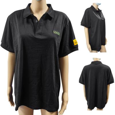 China Cleanroom Safety Work Wear Cotton Carbon Fiber ESD Anti Static Polo T Shirt for sale