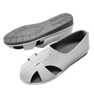 China Cleanroom Work Wear Four Hole Design Dust-free White PU Antistatic ESD Shoes for sale