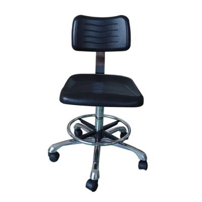 China Black ESD Lab Chairs Polyurethane Material w/Footring Five Star Polished Aluminum Base for sale