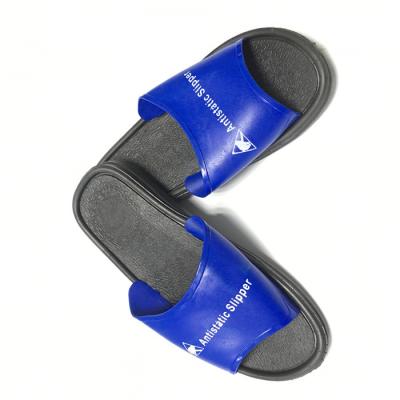 China Washable PVC Slipper Economic ESD Safety Shoes Color Blue Upper W/Black Sole for sale