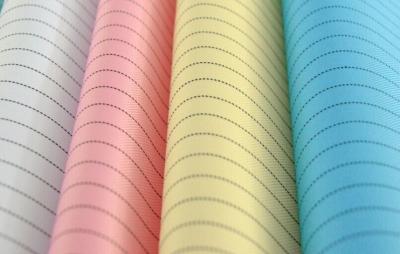 China 5mm Stripe Polyester ESD Fabric Antistatic 2 / 3 Twill 75D X 75D for sale