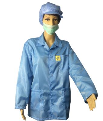 China Static Dissipative ESD Jackets 2.5mm Grid White And Blue For EPA Clean Room for sale