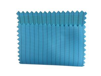 China Dust Free ESD Fabric 5mm Stripe 100D X 100D Woven Twill For Workwear ESD Cap for sale