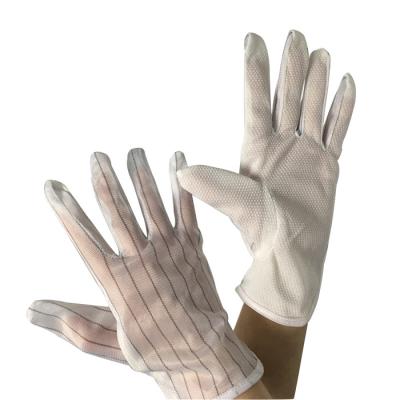 China M / L Non Slip Palm Anti Static Gloves With 10mm Polyester Striped Hand Back for sale