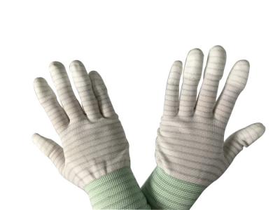 China Palm PVC Dotted Type Anti Static Hand Gloves PU Top Coated Striped Nylon for sale