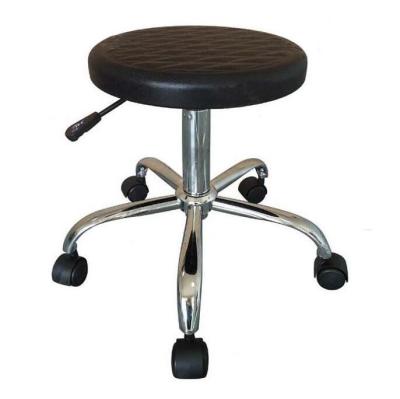 China Nonslip Surface Black PU Clean Room Stools Backless Lab ESD Chair ISO Approve for sale