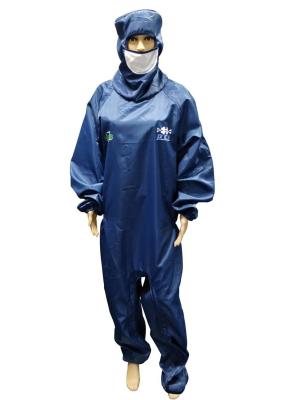 China ISO 4 Cleanroom ESD Safe Clothing With Attached Hood Boots And Facemask for sale