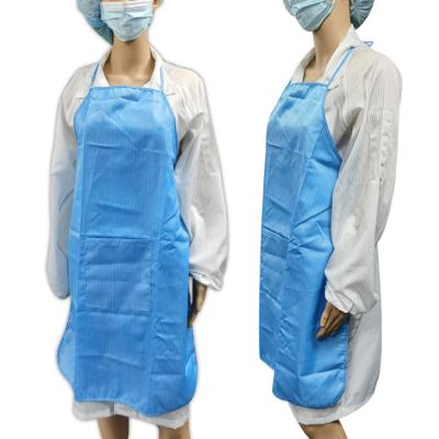 China Unisex Cleanroom ESD Antistatic Apron With Waist Adjustment Belt for sale