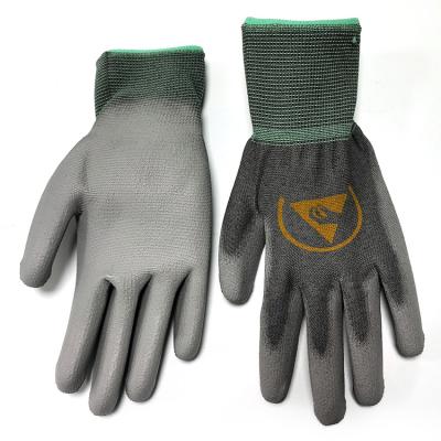 China Ergonomic Anti Slip ESD Antistatic PU Palm Fit Gloves for sale