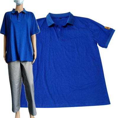 China Short Sleeve 4% Conductive Fiber ESD Safe Clothing Polo Shirt Antistatic for sale