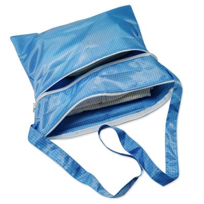 China Cleanroom 5mm Strip Blue Fabric Anti Static ESD Bag Dust Free for sale
