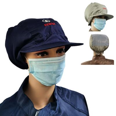 China Cleanroom Electronic Working Blue ESD Hat Antistatic TC Polyester Cotton for sale