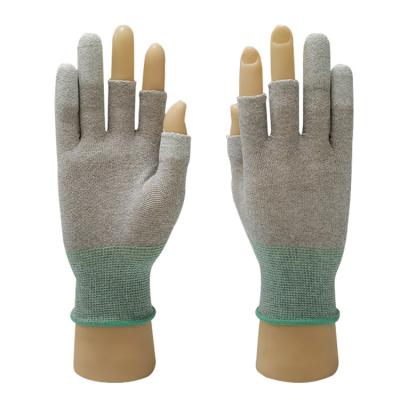 China Polyester Antistatic ESD Gloves 3 Fingers Half Work PU Coatd For Industry for sale