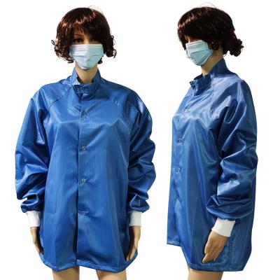 Китай Куртка круглого рукава одежды ESD нашивки шеи 5mm безопасного анти- статического длинного верхняя продается