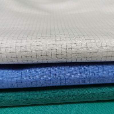 China White Polyester Cotton TC Fabric 4mm Grid Anti Static for sale