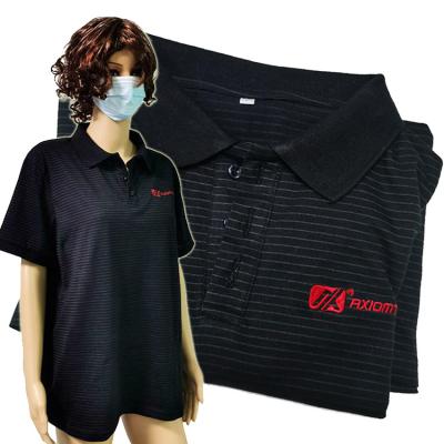 China Black Stripe ESD T Shirts Unisex 96% Cotton 4% Conductive Fiber for sale