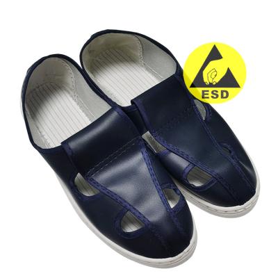 China Anti Static Protection PVC ESD Safety Shoes Four Holes Navy Blue for sale